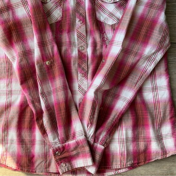 Panhandle Slim Embroidered Rhinestones Plaid Western Shirt - Picture 11 of 14